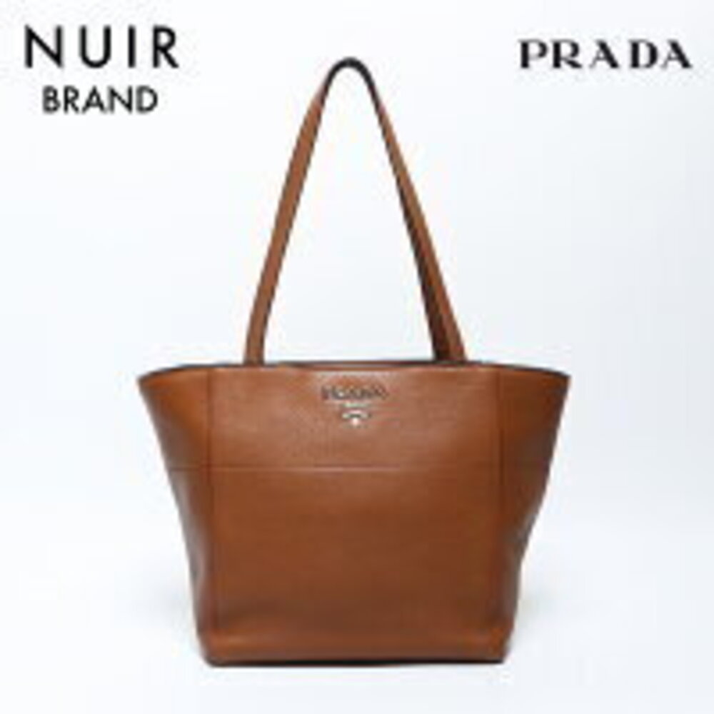 Prada Vitello Phoenix Leather Tote Bag Brown